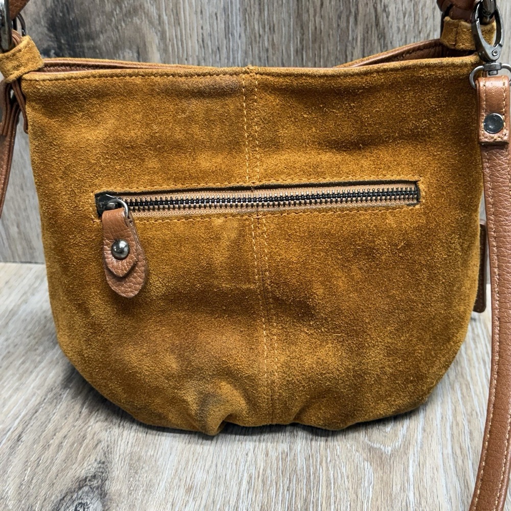 Rusty Brown Suede Crossbody Shoulder Bag Boutique Brand Miatras - Picture 4 of 16